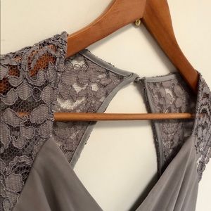 David’s Bridal grey floor length dress (size 6)